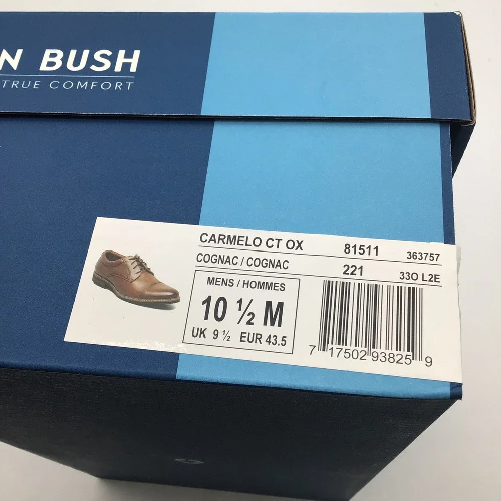Nunn Bush Mens Carmelo Cap Toe Oxford‎ Cognac Brown Dress Shoes Size 10.5 M NEW